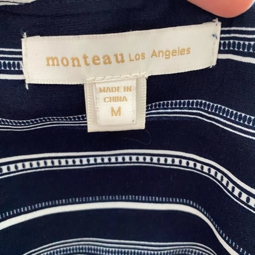 Monteau Los Angeles blue & white striped dress Size Medium - Picture 6 of 8